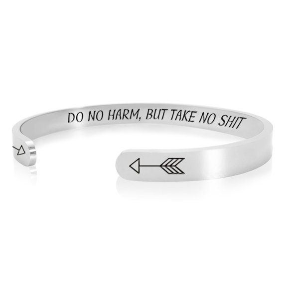 Inspirational Quote Mantra Bracelet - Do No Harm But Take No Shit - Picture 3 of 4